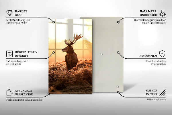 Chopping board glass Deer in the field