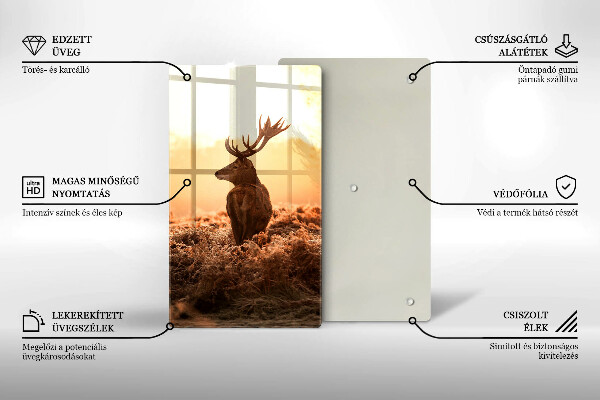 Chopping board glass Deer in the field