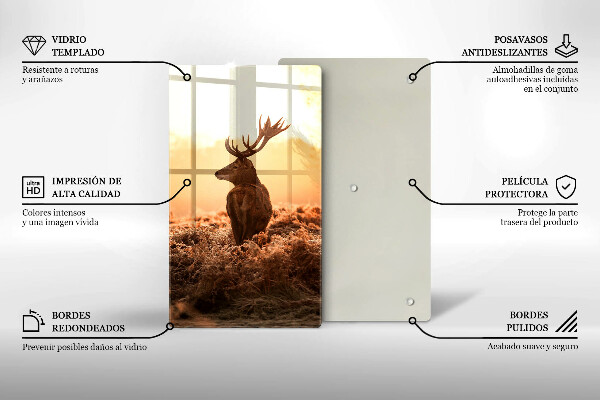 Chopping board glass Deer in the field