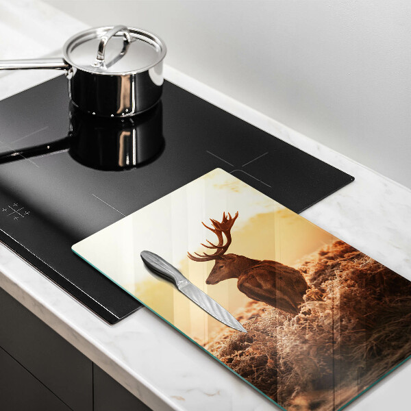 Chopping board glass Deer in the field