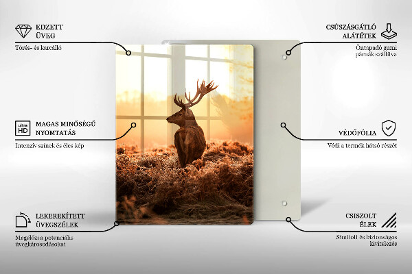 Chopping board glass Deer in the field