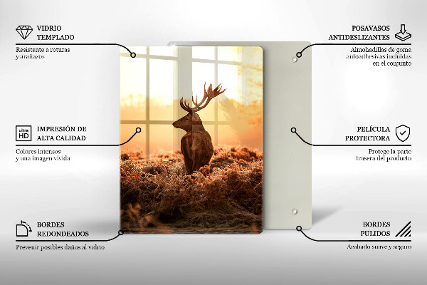 Chopping board glass Deer in the field