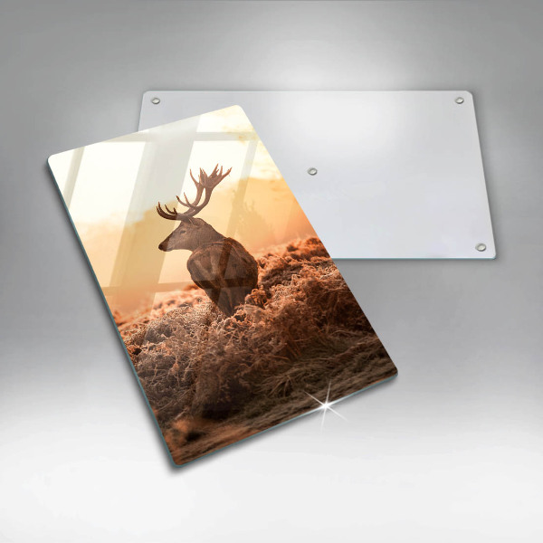 Chopping board glass Deer in the field