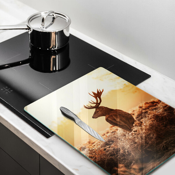 Chopping board glass Deer in the field