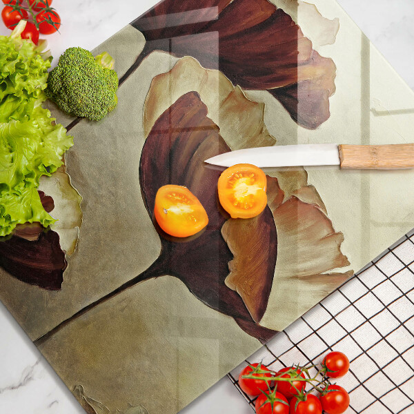 Chopping board glass Painted boho flowers