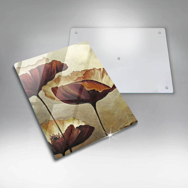 Chopping board glass Painted boho flowers