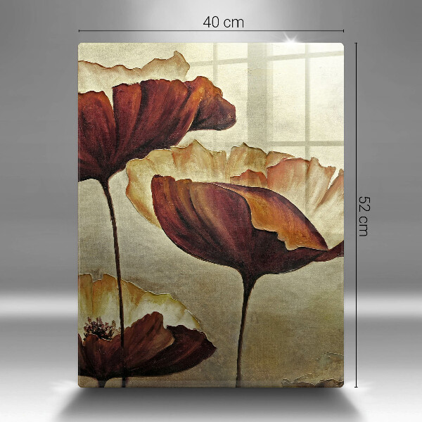 Chopping board glass Painted boho flowers