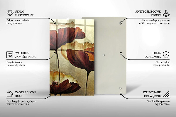 Chopping board glass Painted boho flowers