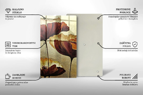 Chopping board glass Painted boho flowers