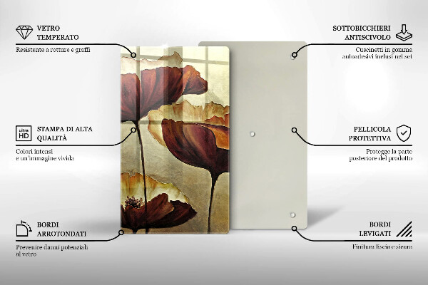 Chopping board glass Painted boho flowers