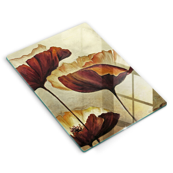 Chopping board glass Painted boho flowers