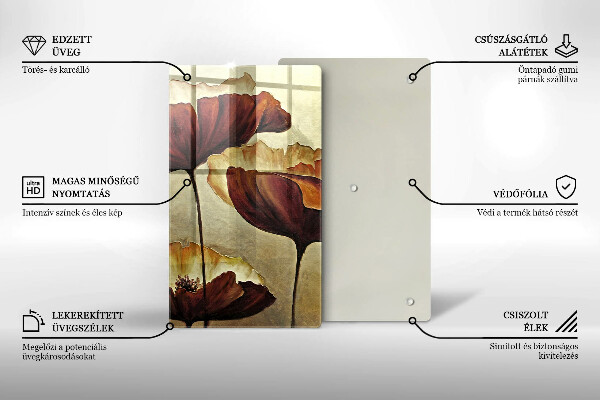 Chopping board glass Painted boho flowers