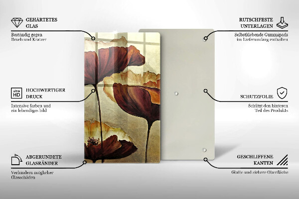 Chopping board glass Painted boho flowers