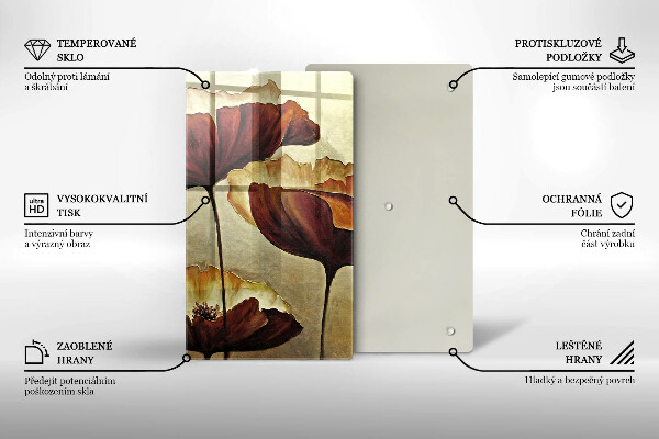 Chopping board glass Painted boho flowers