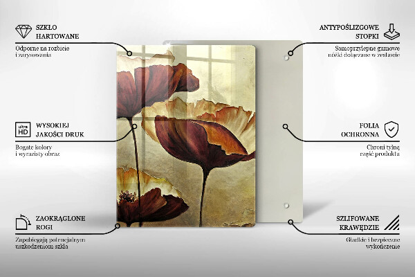 Chopping board glass Painted boho flowers