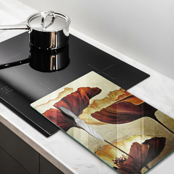 Chopping board glass Painted boho flowers