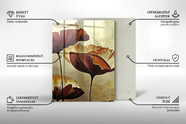 Chopping board glass Painted boho flowers