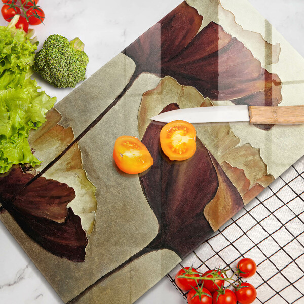 Chopping board glass Painted boho flowers