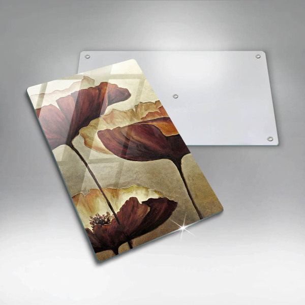 Chopping board glass Painted boho flowers