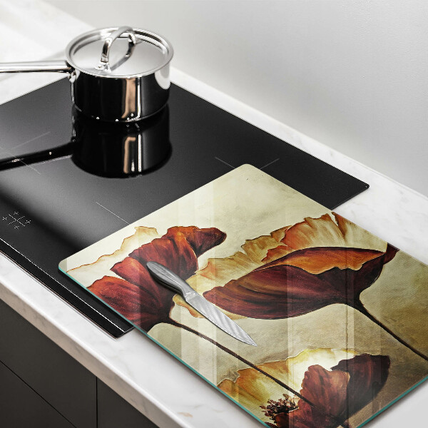 Chopping board glass Painted boho flowers