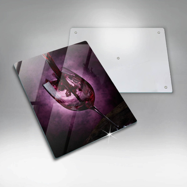 Chopping board glass A glass of wine