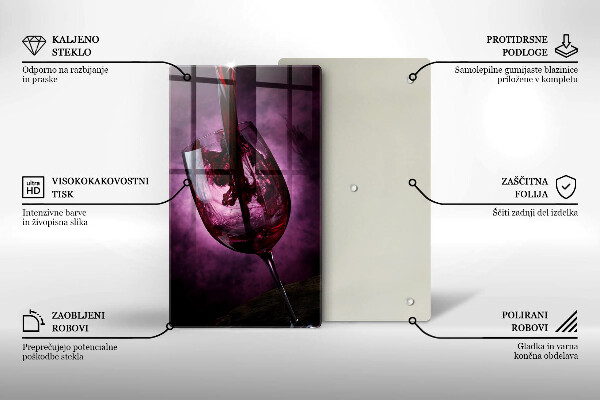 Chopping board glass A glass of wine