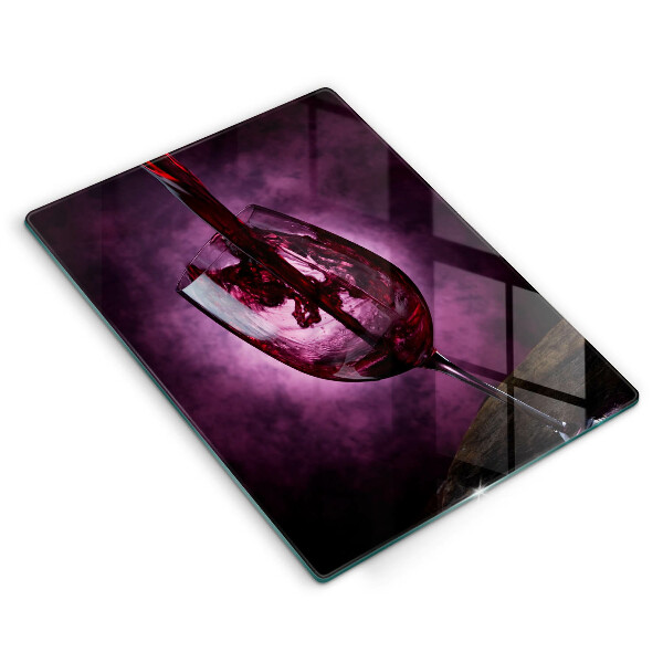 Chopping board glass A glass of wine