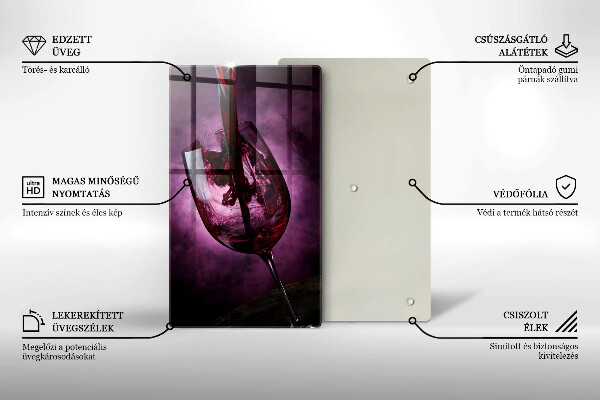 Chopping board glass A glass of wine