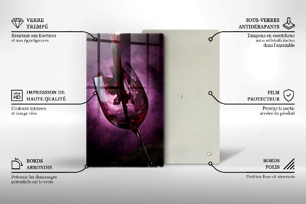 Chopping board glass A glass of wine