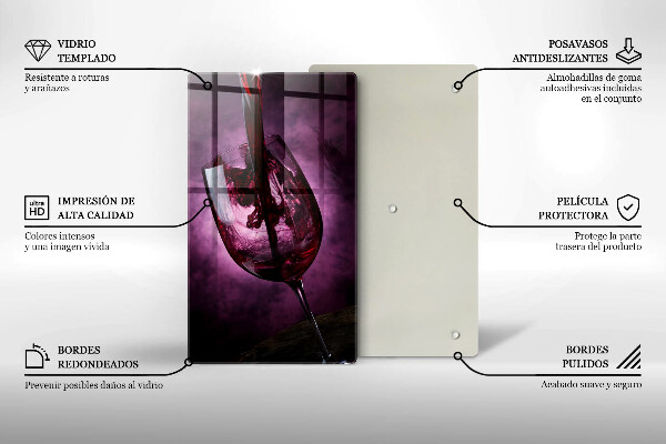 Chopping board glass A glass of wine