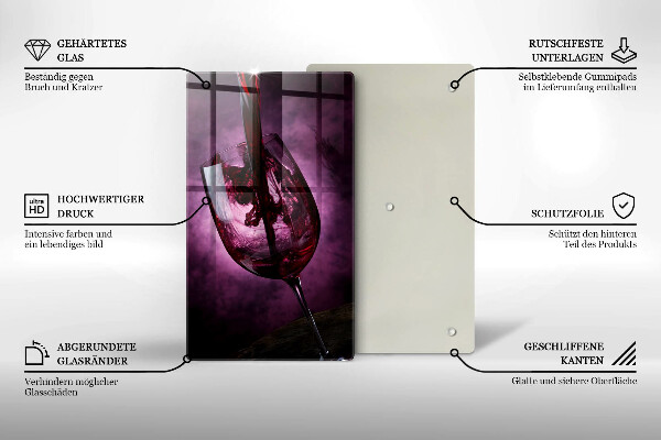 Chopping board glass A glass of wine