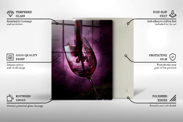 Chopping board glass A glass of wine