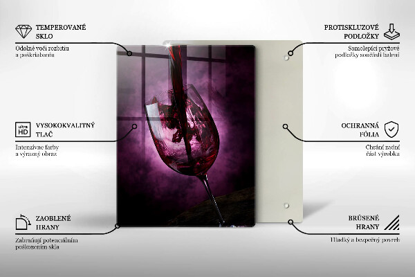 Chopping board glass A glass of wine