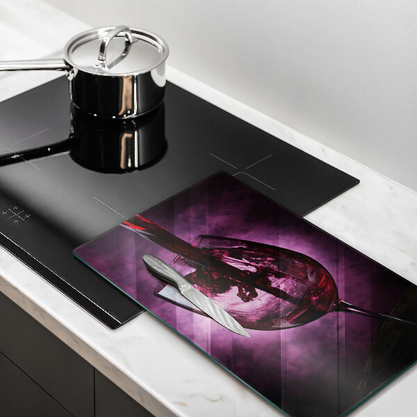 Chopping board glass A glass of wine