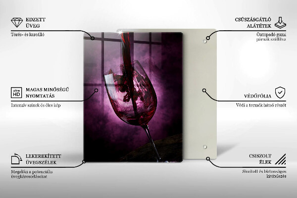 Chopping board glass A glass of wine