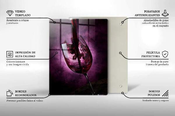 Chopping board glass A glass of wine