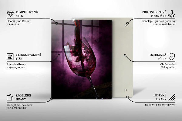 Chopping board glass A glass of wine