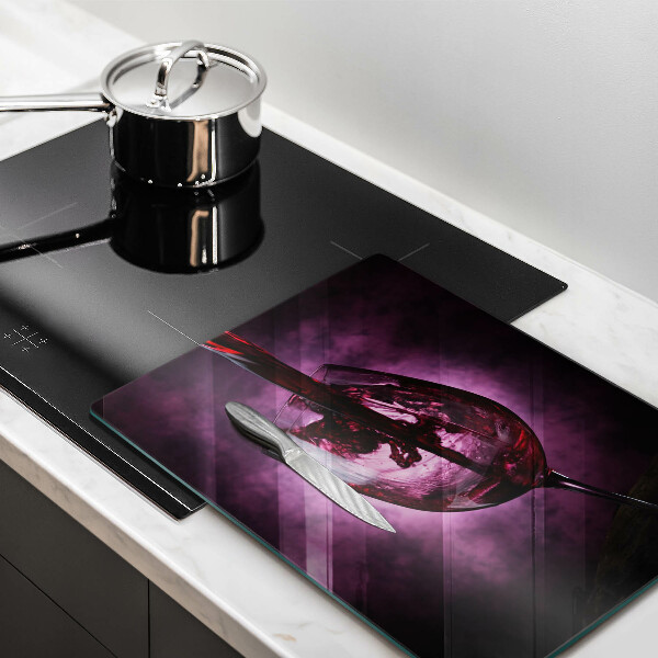 Chopping board glass A glass of wine