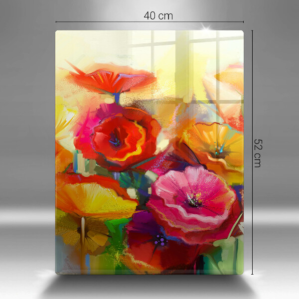 Chopping board glass Painted colorful flowers