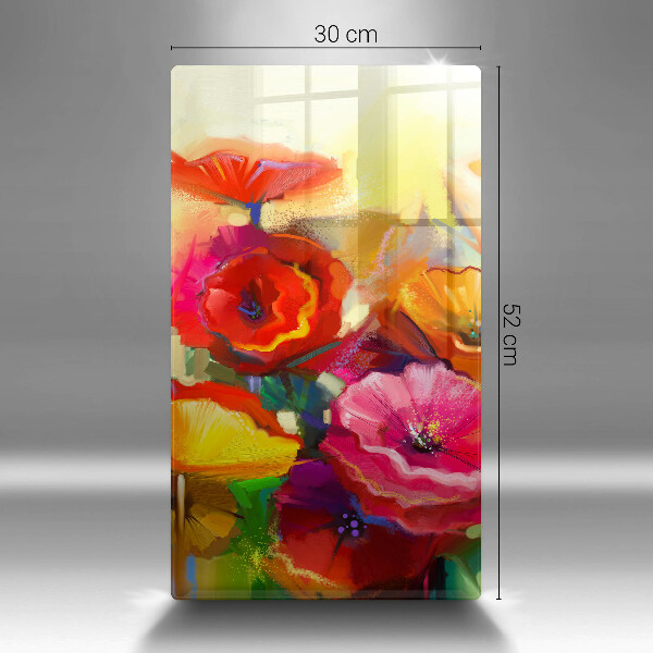Chopping board glass Painted colorful flowers