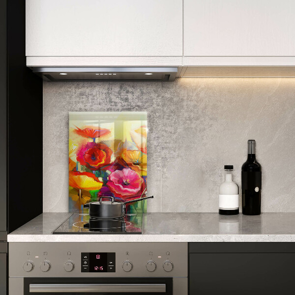 Chopping board glass Painted colorful flowers