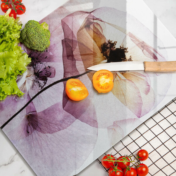 Chopping board glass Delicate flowers