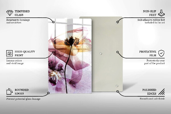 Chopping board glass Delicate flowers