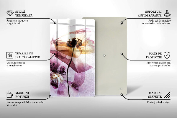 Chopping board glass Delicate flowers