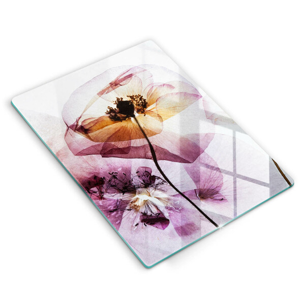 Chopping board glass Delicate flowers