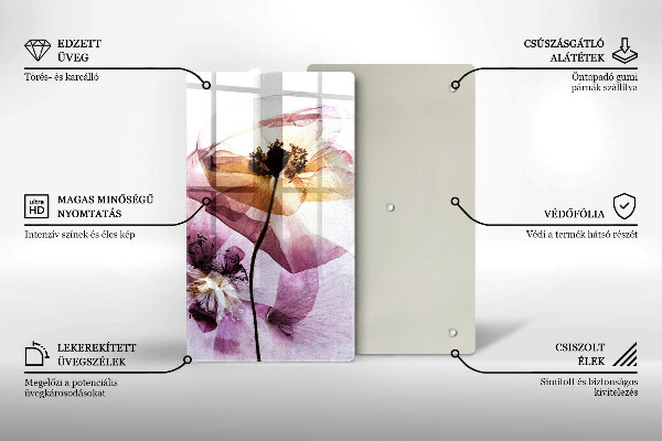 Chopping board glass Delicate flowers
