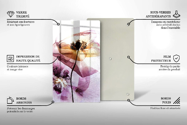 Chopping board glass Delicate flowers