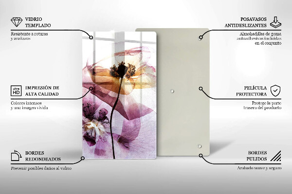 Chopping board glass Delicate flowers