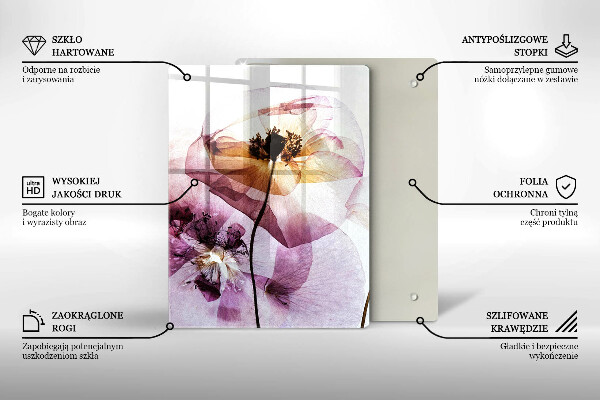 Chopping board glass Delicate flowers