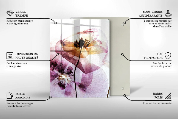 Chopping board glass Delicate flowers